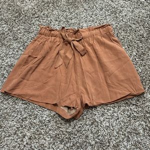 Pink Lily Burnt Orange Paperbag Waist Shorts